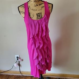 Millennial Threads Womens Pink Ruffled Sleeveless Scoop Neck Dress Size …